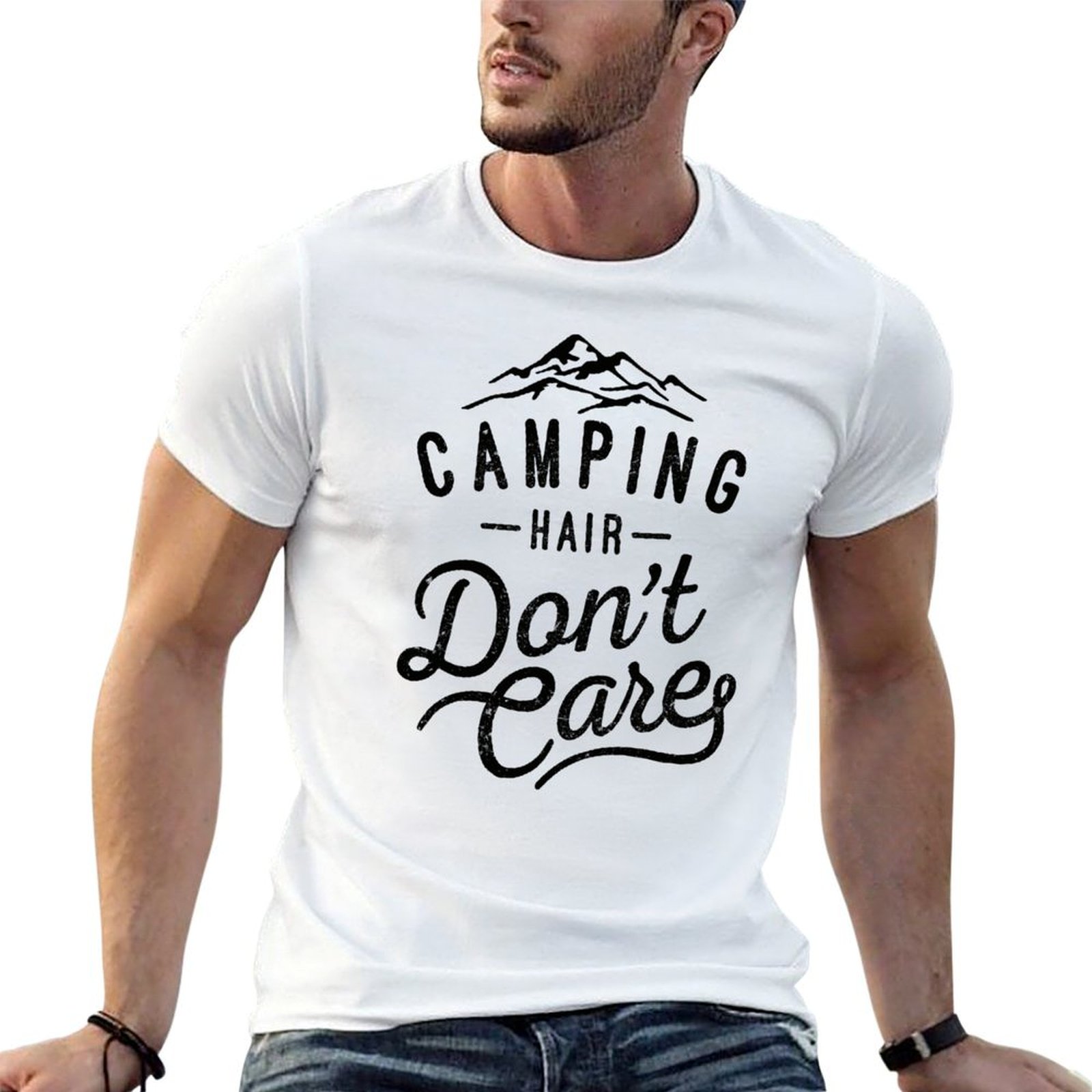 Hair Care Works - تي شيرت Camping Hair Don't Care